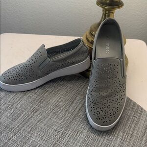 Vionic Gray Laser-Cut Slip-On Sneakers